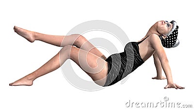 3D Rendering Senior Woman Sunbathing Stock Photo