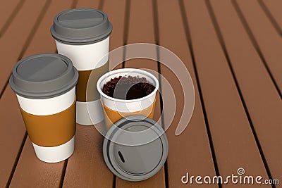 3d rendering of a set of coffee cup various size Stock Photo