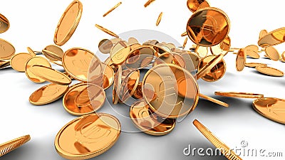 3D rendering set of images of gold euro coins Stock Photo