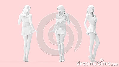 3D rendering of a sexy attractive woman posing on pink background Stock Photo