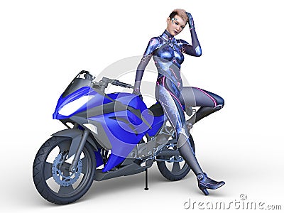 3D rendering of sexy rider Stock Photo