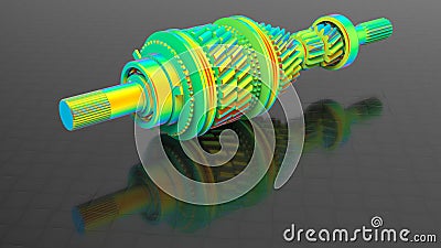 3D rendering - shaft finite element analysis reflections Cartoon Illustration