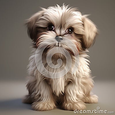 3d rendering of a shih tzu puppy Stock Photo
