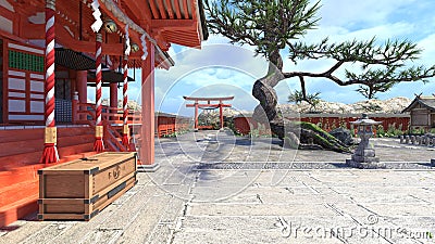 3D rendering of the Shinto shrine Stock Photo