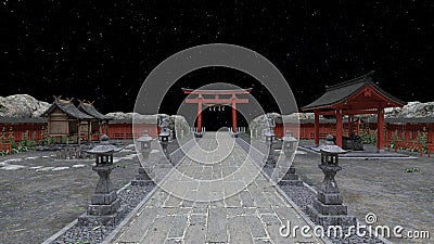 3D rendering of the Shinto shrine Stock Photo