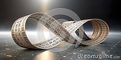 Endless Loop: A Measuring Tape Forms an Infinite Möbius Strip. Intricate Design, Captivating Visual Stock Photo