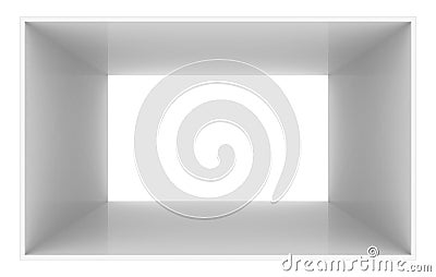 3d rendering. Simple gray cube box tunnel hole on white background Stock Photo