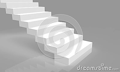 3d rendering. simple minimal design white stairs on gray room background. Stock Photo