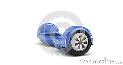 3d rendering of a single blue self-balancing gyroscooter on white background. Stock Photo