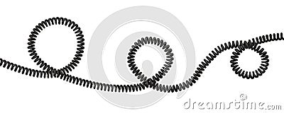 3d rendering of a single curved spiral cable lying on a white background. Stock Photo