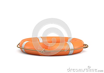 3d rendering of a single isolated orange life buoy isolated on white background. Stock Photo