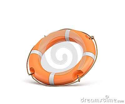 3d rendering of a single isolated orange life buoy isolated on white background. Stock Photo