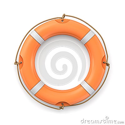 3d rendering of a single isolated orange life buoy isolated on white background. Stock Photo