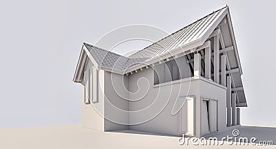 3D rendering. A small country house. Stock Photo