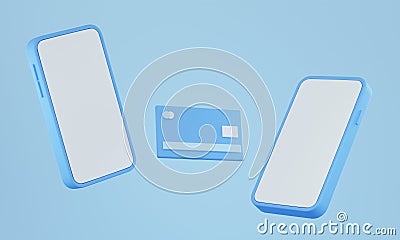 3D Rendering smartphone mock up and credit card for empty space Stock Photo