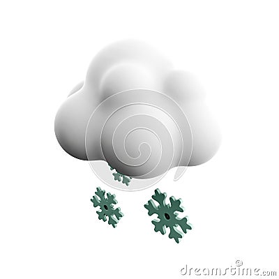 3d rendering snowfall icon. 3d render snow with cloud icon. Snowfall Stock Photo