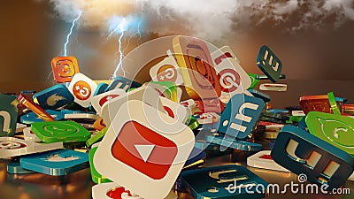 3d rendering social networking icons Editorial Stock Photo
