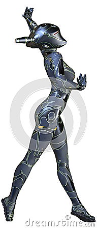 3D Rendering Space Super Woman on White Stock Photo