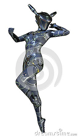 3D Rendering Space Super Woman on White Stock Photo