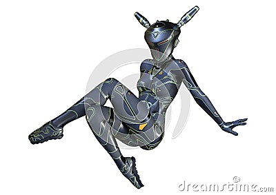 3D Rendering Space Super Woman on White Stock Photo