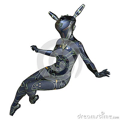 3D Rendering Space Super Woman on White Stock Photo