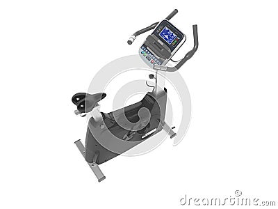 3d rendering sports trainer exercise bike with computer display on white background no shadow Stock Photo