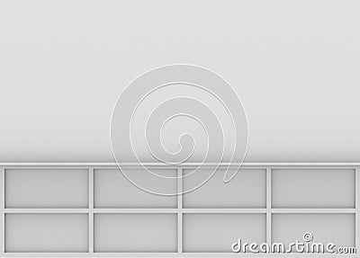 3d rendering. Square pattern wall on copy space gray background Stock Photo