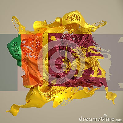 Sri Lanka flag liquid Stock Photo