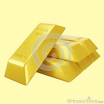 3D rendering stack of gold bar icon on gold background Stock Photo