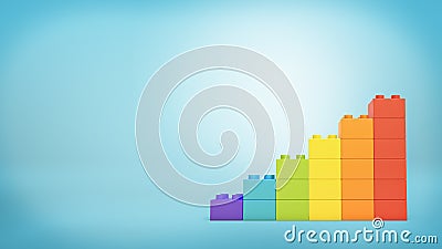 3d rendering of a stack of toy blocks building blocks made to look like a ladder in rainbow colors. Stock Photo