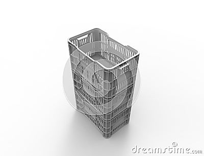 3d rendering of a stackable plastic storage crate isolated in white background Stock Photo