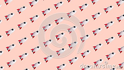 3D Rendering Start up Rocket Cute Clean Pastel color Pattern Animation 3D illustration Background Cartoon Illustration