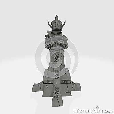 3D rendering of a statue of a warrior leaning on a sword Stock Photo