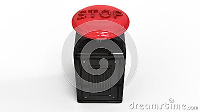 3D rendering. Stop button. Stock Photo