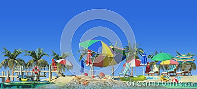 3d rendering of sunny beach. Stock Photo