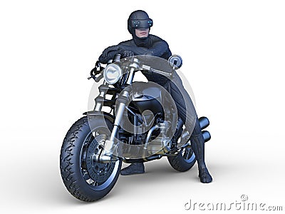 3D rendering of a super hero rider Stock Photo