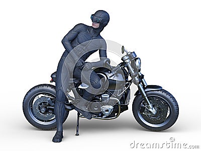 3D rendering of a super hero rider Stock Photo