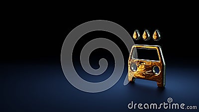 3d rendering symbol of car wash wrapped in gold foil on dark blue background Stock Photo