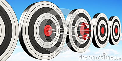 3D rendering target black white and red target with arrows Stock Photo