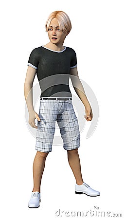 3D Rendering Teenager Boy on White Stock Photo