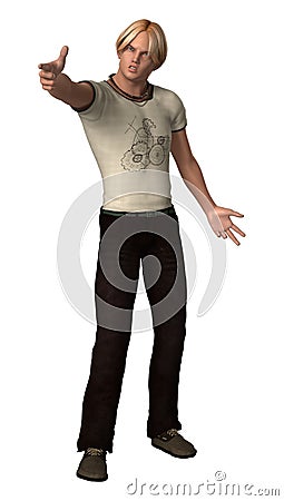 3D Rendering Teenager Boy on White Stock Photo