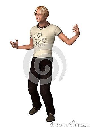 3D Rendering Teenager Boy on White Stock Photo