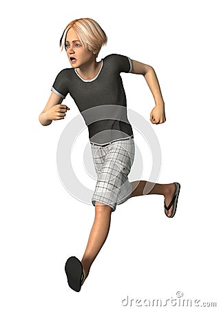 3D Rendering Teenager Boy on White Stock Photo