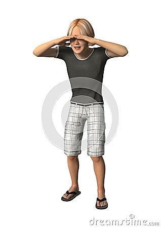 3D Rendering Teenager Boy on White Stock Photo