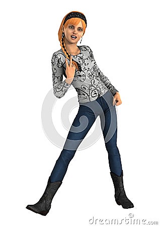 3D Rendering Teenager Girl on White Stock Photo