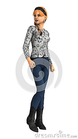 3D Rendering Teenager Girl on White Stock Photo