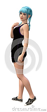 3D Rendering Teenager Girl on White Stock Photo