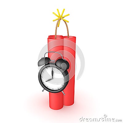 3D Rendering of three dynamite sticks with clock Stock Photo