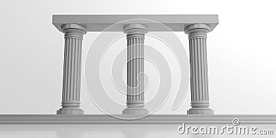 3d rendering three white marble pillars Stock Photo