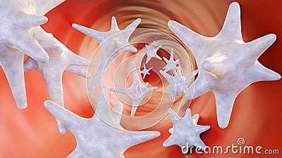 3d rendering of Thrombocytes and red blood cells Stock Photo